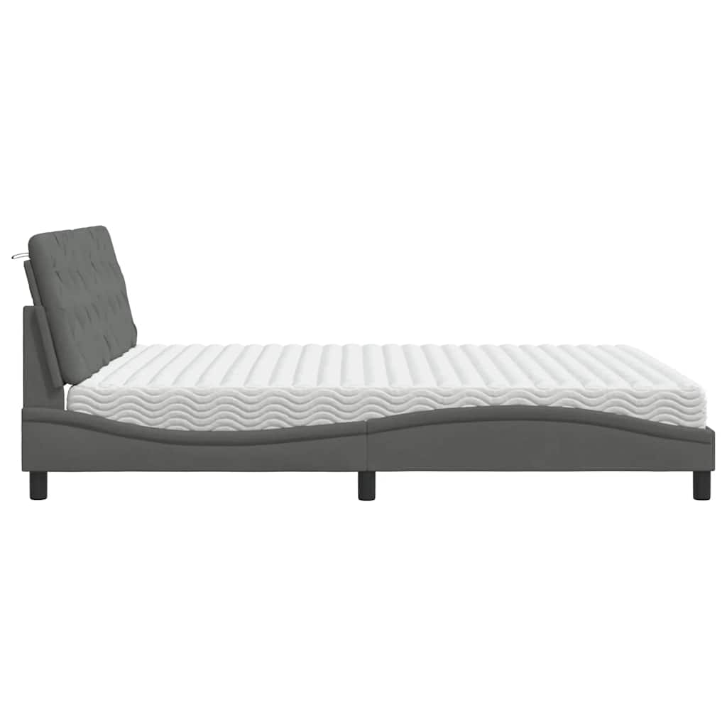 Letto con Materasso Grigio Scuro 180x200 cm Tessuto