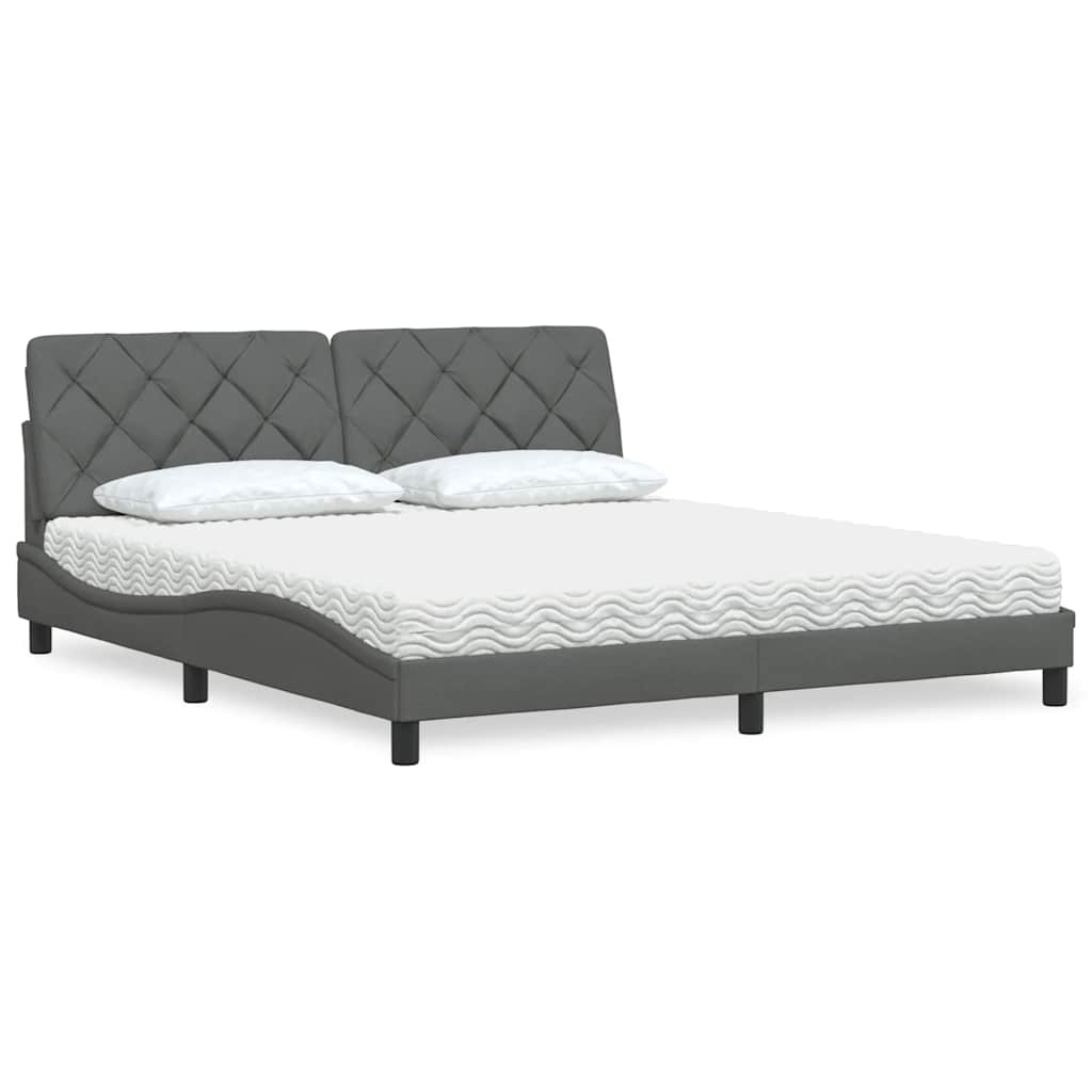 Letto con Materasso Grigio Scuro 180x200 cm Tessuto - homemem39