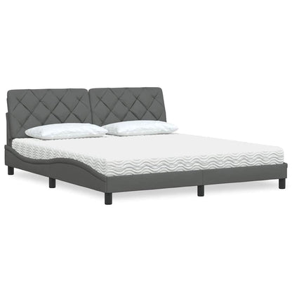 Letto con Materasso Grigio Scuro 180x200 cm Tessuto - homemem39