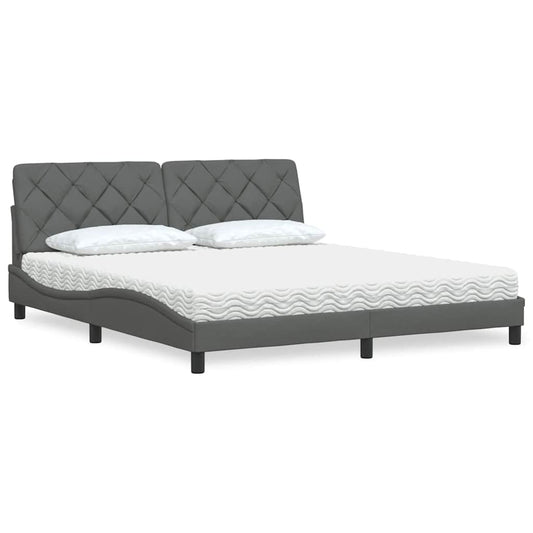 Letto con Materasso Grigio Scuro 180x200 cm Tessuto - homemem39