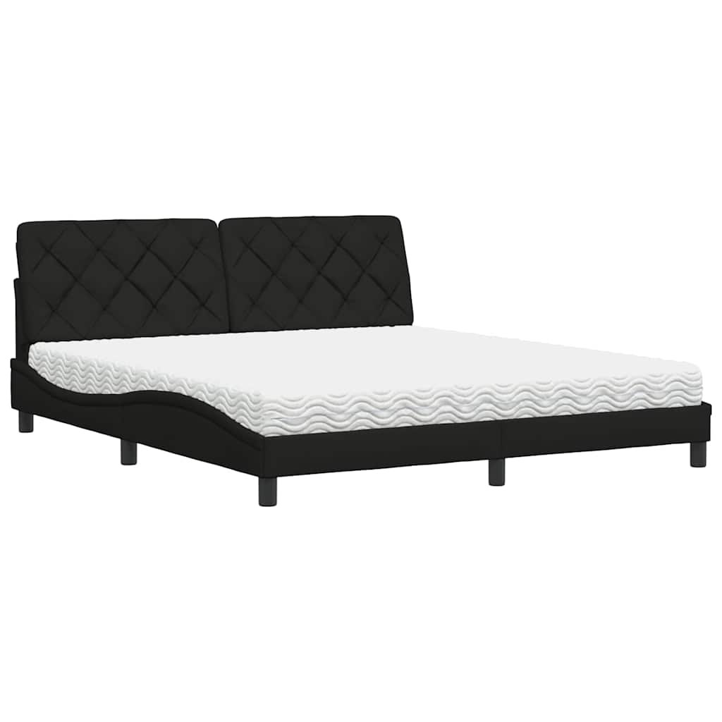 Letto con Materasso Nero 180x200 cm in Tessuto