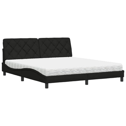 Letto con Materasso Nero 180x200 cm in Tessuto