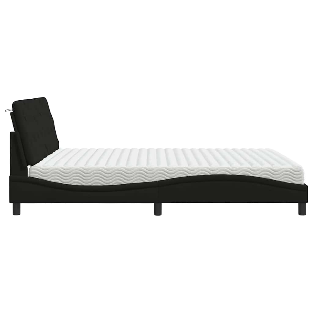 Letto con Materasso Nero 180x200 cm in Tessuto