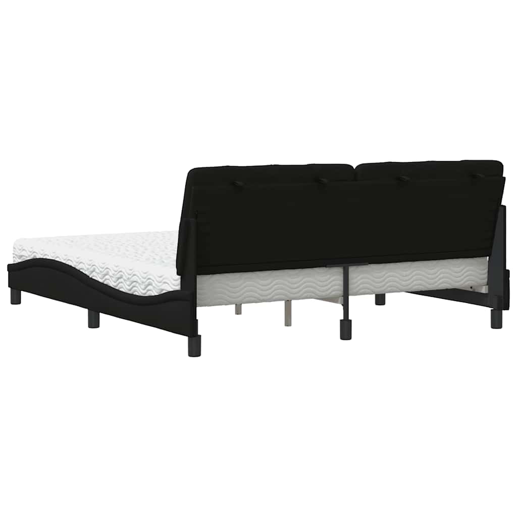 Letto con Materasso Nero 180x200 cm in Tessuto
