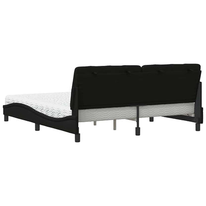 Letto con Materasso Nero 180x200 cm in Tessuto