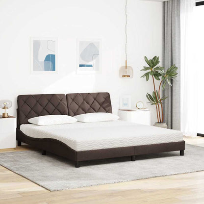 Letto con Materasso Marrone Scuro 180x200cm Tessuto