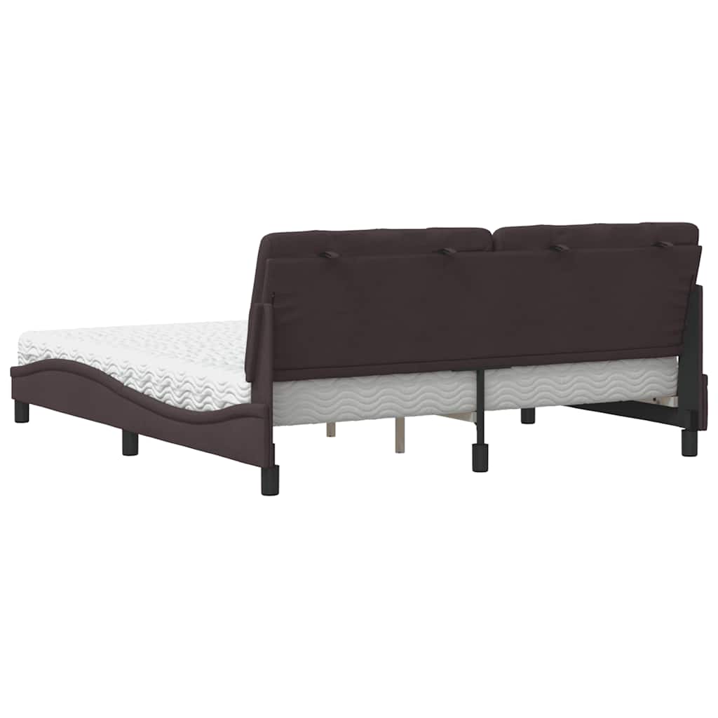 Letto con Materasso Marrone Scuro 180x200cm Tessuto