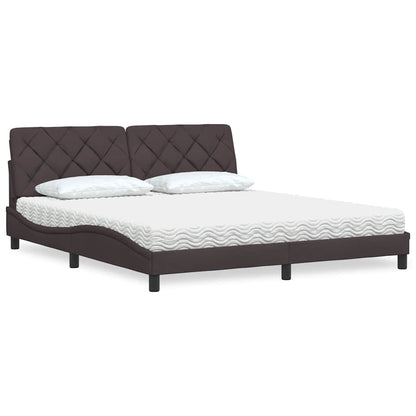 Letto con Materasso Marrone Scuro 180x200cm Tessuto