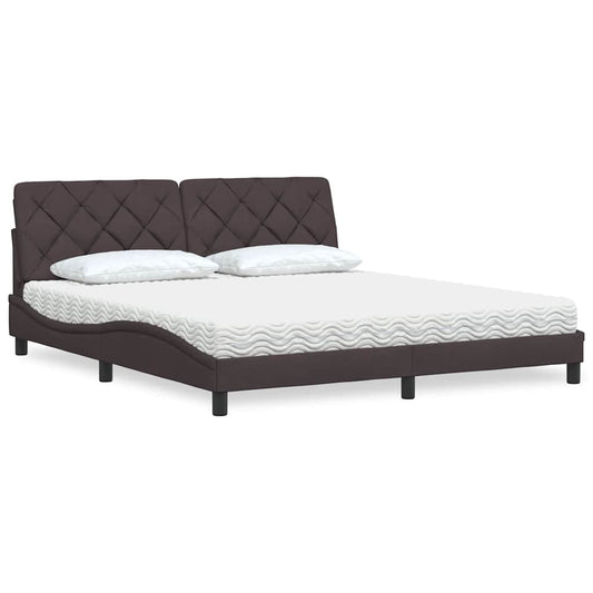 Letto con Materasso Marrone Scuro 180x200cm Tessuto