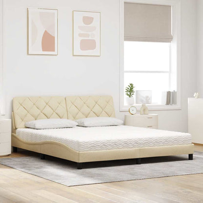 Letto con Materasso Crema 180x200 cm in Tessuto