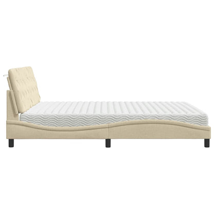 Letto con Materasso Crema 180x200 cm in Tessuto