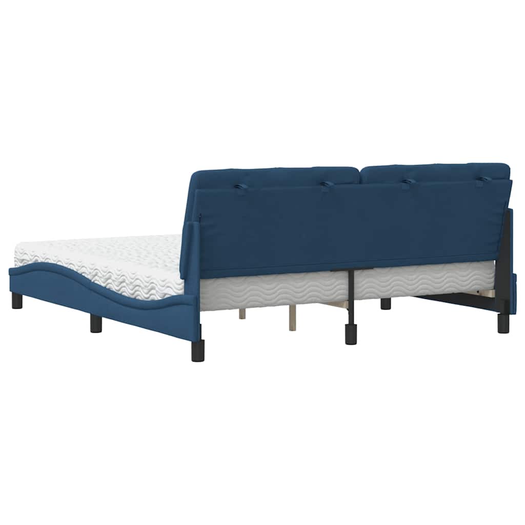 Letto con Materasso Blu 180x200 cm in Tessuto