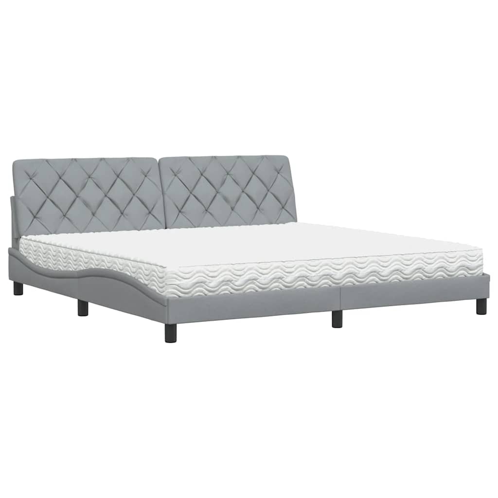 Letto con Materasso Grigio Chiaro 200x200 cm in Tessuto - homemem39