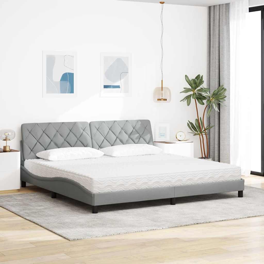 Letto con Materasso Grigio Chiaro 200x200 cm in Tessuto - homemem39