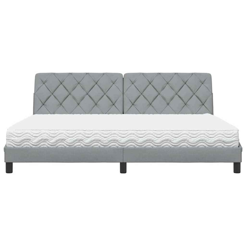 Letto con Materasso Grigio Chiaro 200x200 cm in Tessuto - homemem39