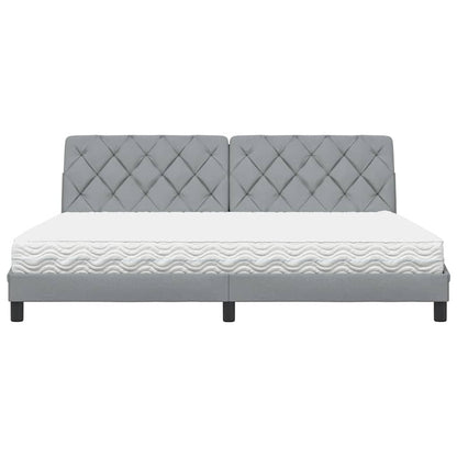 Letto con Materasso Grigio Chiaro 200x200 cm in Tessuto - homemem39