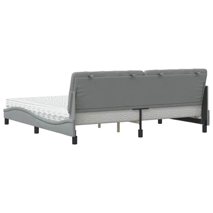 Letto con Materasso Grigio Chiaro 200x200 cm in Tessuto - homemem39