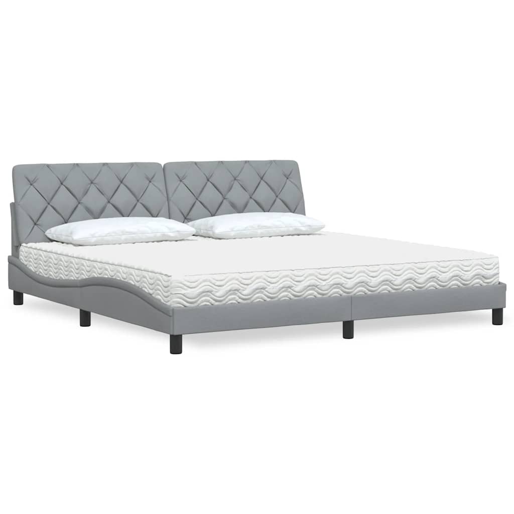 Letto con Materasso Grigio Chiaro 200x200 cm in Tessuto - homemem39