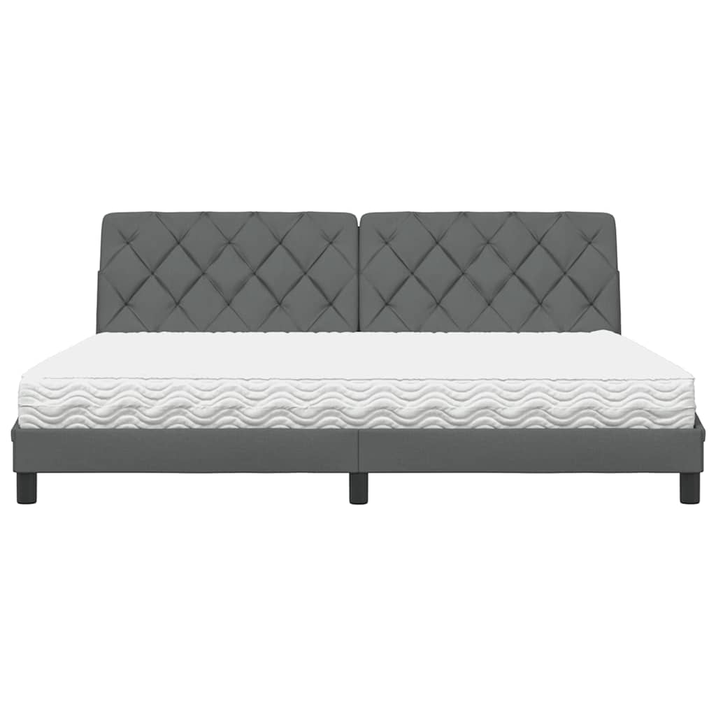 Letto con Materasso Grigio Scuro 200x200 cm in Tessuto - homemem39