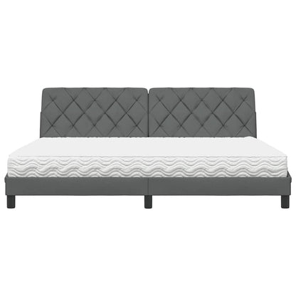 Letto con Materasso Grigio Scuro 200x200 cm in Tessuto - homemem39