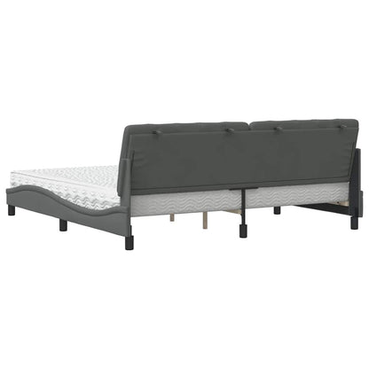 Letto con Materasso Grigio Scuro 200x200 cm in Tessuto - homemem39