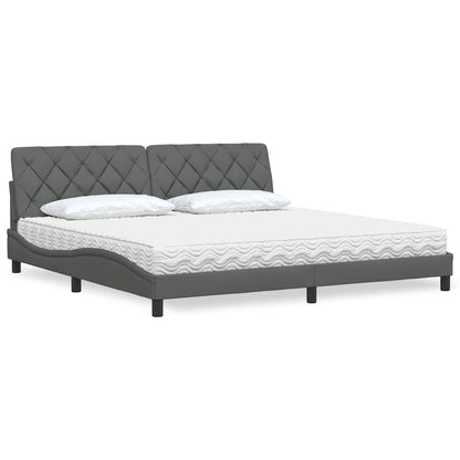 Letto con Materasso Grigio Scuro 200x200 cm in Tessuto - homemem39