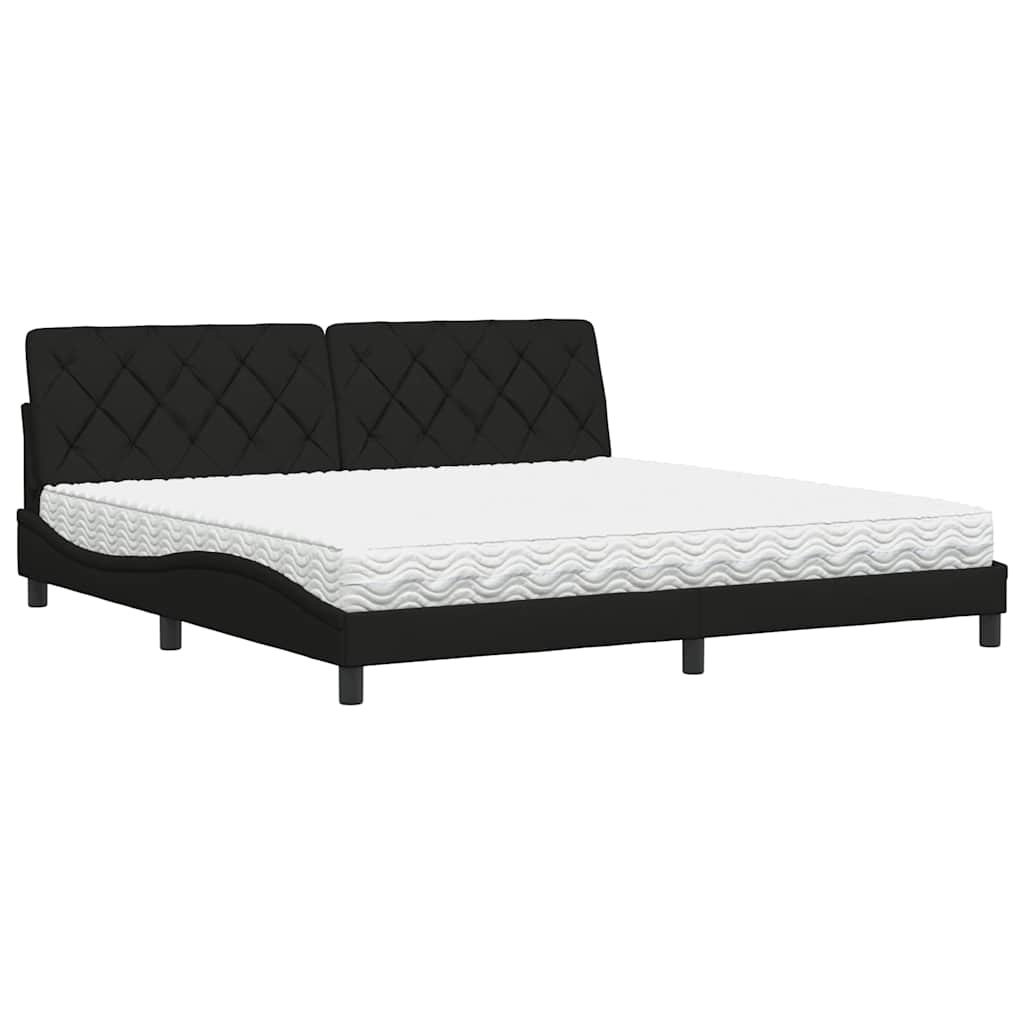 Letto con Materasso Nero 200x200 cm in Tessuto - homemem39