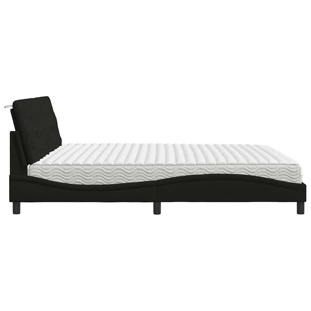 Letto con Materasso Nero 200x200 cm in Tessuto - homemem39