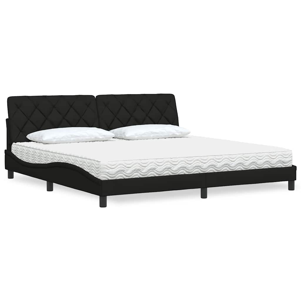 Letto con Materasso Nero 200x200 cm in Tessuto - homemem39