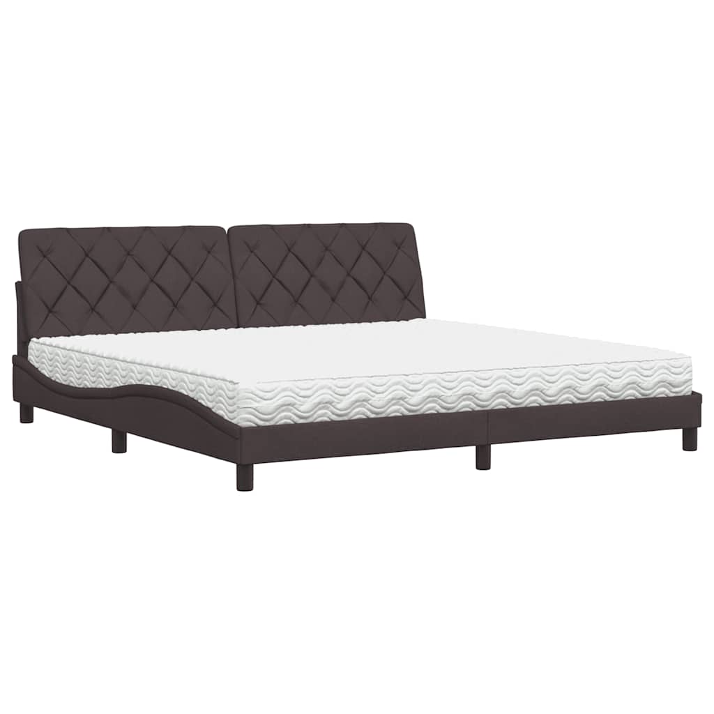Letto con Materasso Marrone Scuro 200x200 cm in Tessuto - homemem39