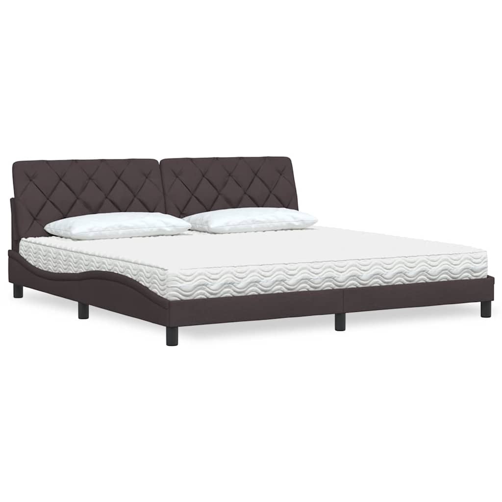 Letto con Materasso Marrone Scuro 200x200 cm in Tessuto - homemem39
