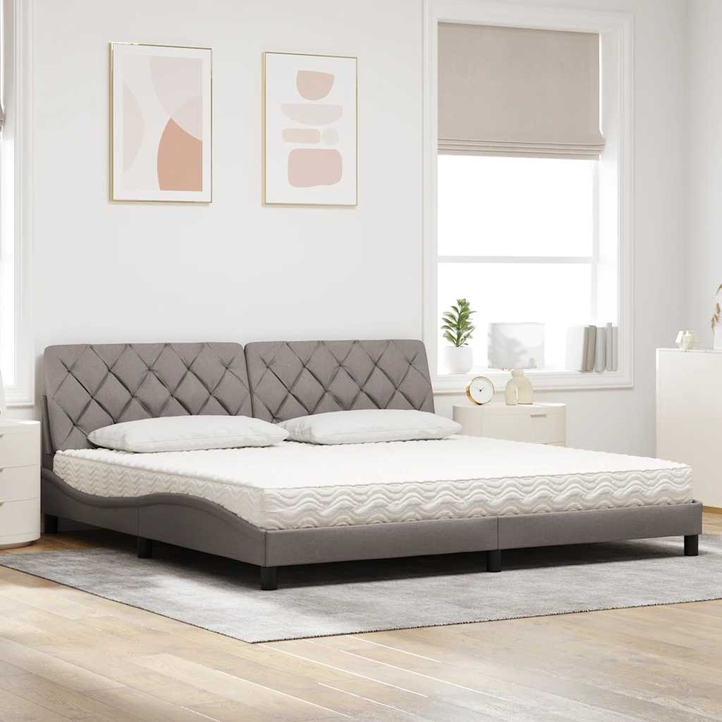 Letto con Materasso Tortora 200x200 cm in Tessuto - homemem39