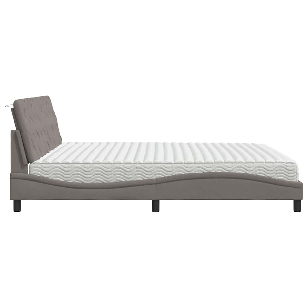 Letto con Materasso Tortora 200x200 cm in Tessuto - homemem39