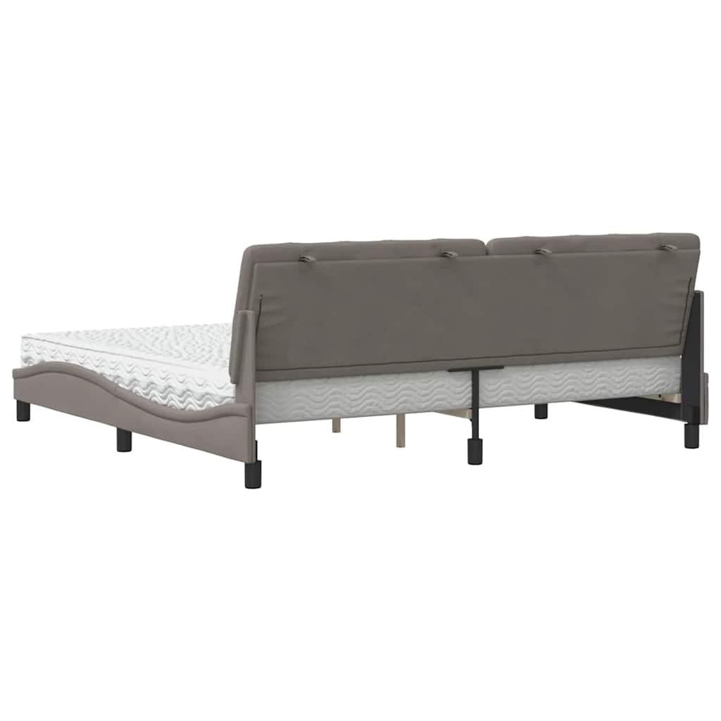 Letto con Materasso Tortora 200x200 cm in Tessuto - homemem39