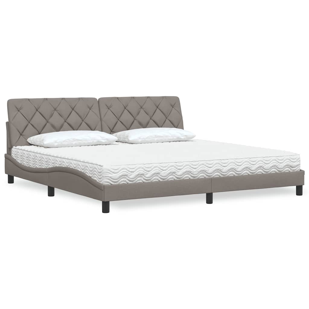 Letto con Materasso Tortora 200x200 cm in Tessuto - homemem39