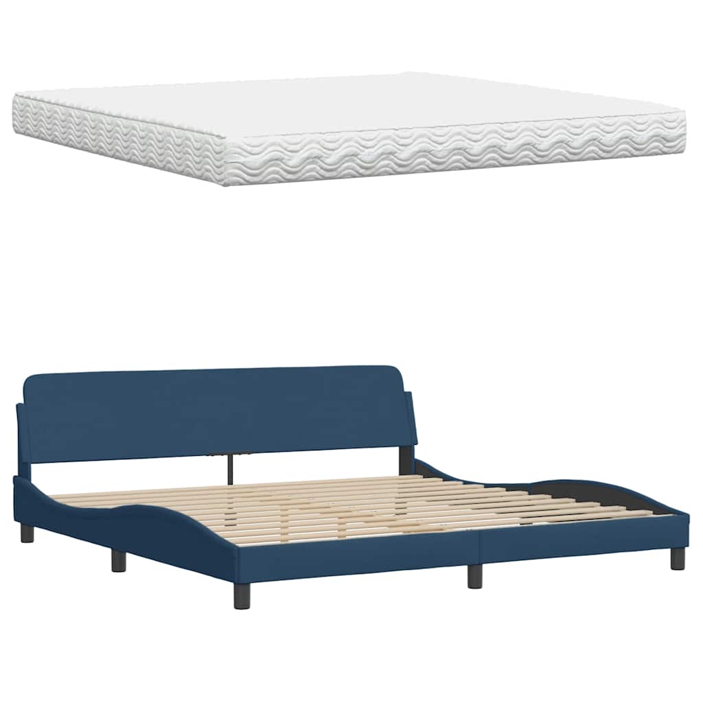 Letto con Materasso Blu 200x200 cm in Tessuto