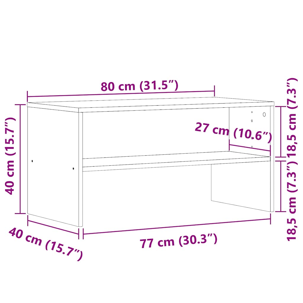 Mobile Porta TV Legno Antico 80x40x40 cm in Legno Multistrato - homemem39