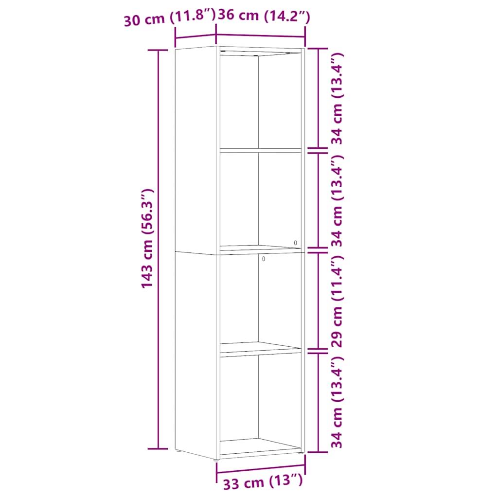 Libreria Legno Antico 36x30x143 cm in Legno Multistrato | homemem39
