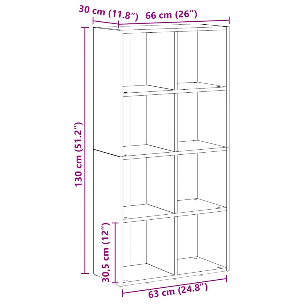 Libreria Rovere Artigianale 66x30x130 cm Legno Multistrato | homemem39