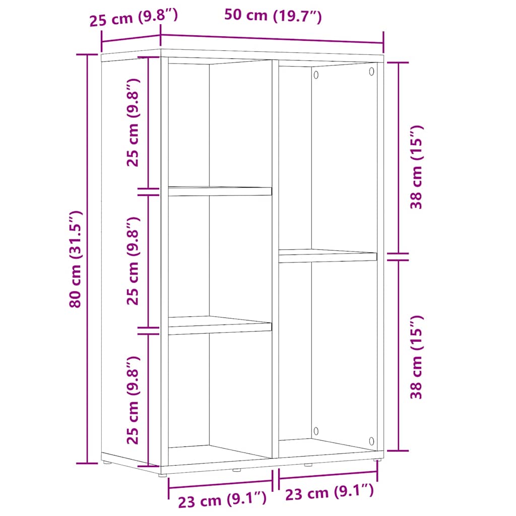 Libreria Rovere Artigianale 50x25x80 cm in Legno Multistrato | homemem39