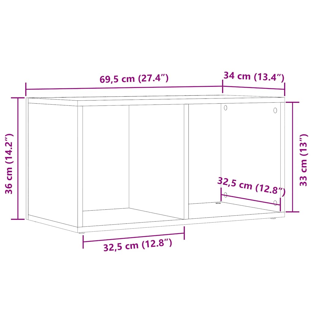 Scatola Portaoggetti Artigianale 69,5x34x36cm Legno Multistrato - homemem39