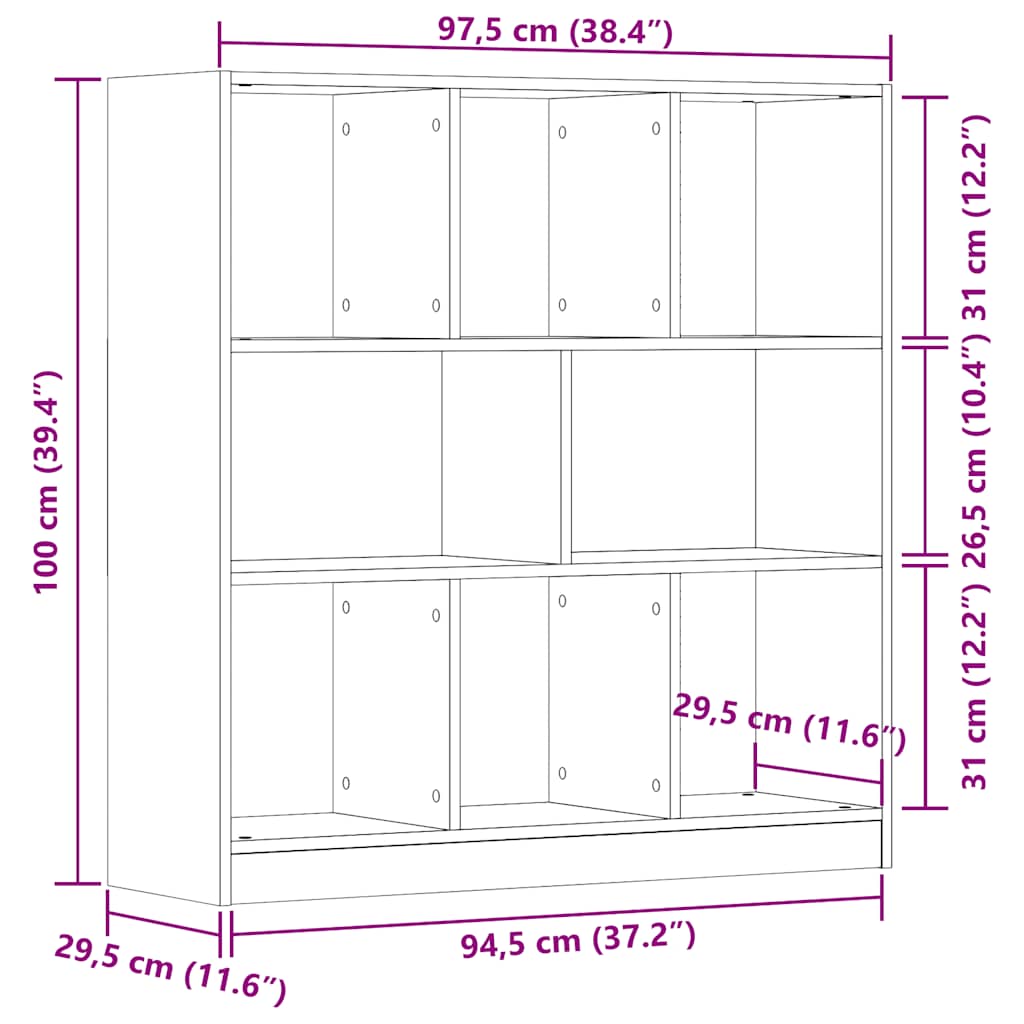 Libreria in Legno Antico 97,5x29,5x100 cm Legno Multistrato | homemem39