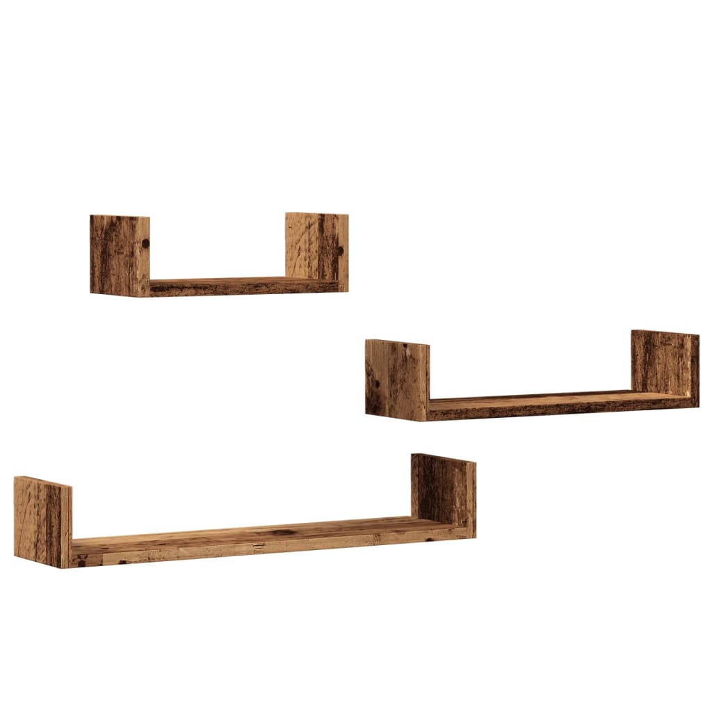 Mensole a Parete 3pz Legno Antico in Legno Multistrato | homemem39