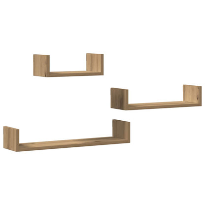 Mensole Parete 3pz Rovere Artigianale in Legno Multistrato | homemem39