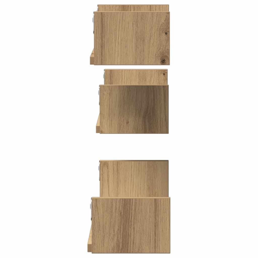 Mensole Parete 3pz Rovere Artigianale in Legno Multistrato | homemem39