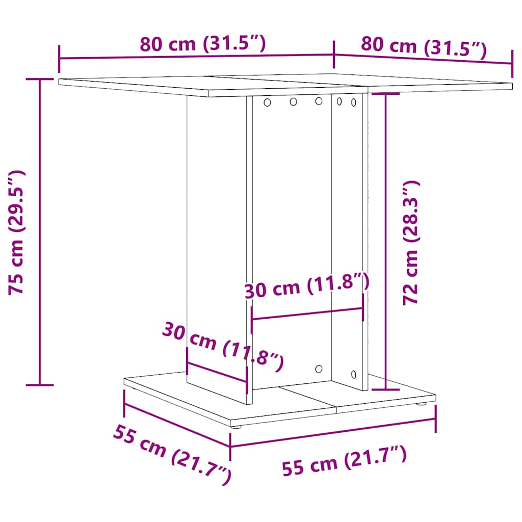 Tavolo da Pranzo Legno Antico 80x80x75 cm in Legno Multistrato | homemem39