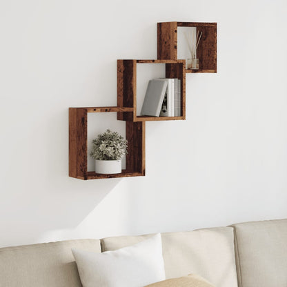Mensole Cubo Parete Legno Antico 68x15x68 cm Legno Multistrato | homemem39