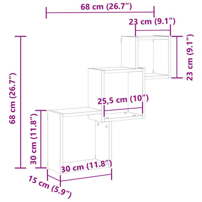 Mensole Cubo Parete Legno Antico 68x15x68 cm Legno Multistrato | homemem39