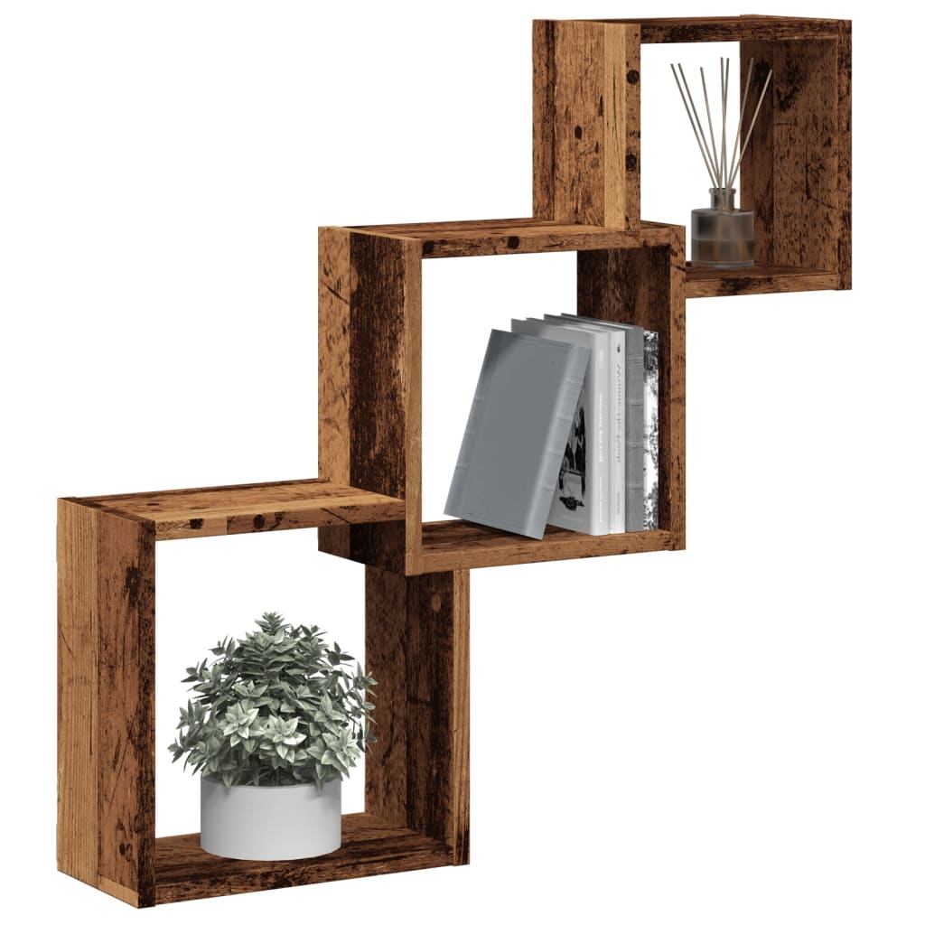 Mensole Cubo Parete Legno Antico 68x15x68 cm Legno Multistrato | homemem39