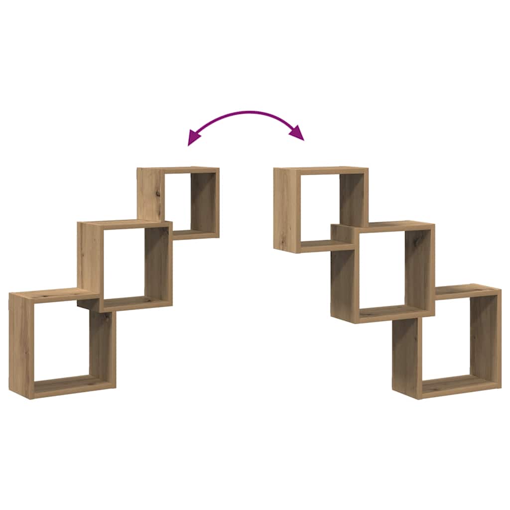 Mensole a Cubo Parete Artigianale 68x15x68 cm Legno Multistrato | homemem39
